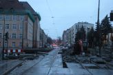 Budowa linii tramwajowej na skrzyżowaniu alei Piłsudskiego z ulicą Kościuszki (15 stycznia 2023)