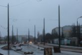 Budowa linii tramwajowej w ulicy Wilczyńskiego, między ulicami Gębika i Wachowskiego (15 stycznia 2023)
