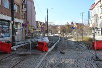 Budowa linii tramwajowej w ulicy 11 Listopada (10 kwietnia 2023)