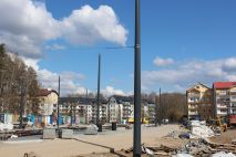 Budowa linii tramwajowej w ulicy Wilczyńskiego, w okolicach przyszłego przystanku końcowego Pieczewo (10 kwietnia 2023)