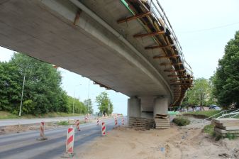 Budowa estakady tramwajowej w ulicy Krasickiego (5 lipca 2023)