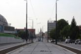 Budowa linii tramwajowej w alei Piłsudskiego, w pobliżu skrzyżowania z ulicą Grotha (5 lipca 2023)