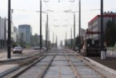 Budowa linii tramwajowej w alei Piłsudskiego, między ulicą Mazowieckiego a placem Inwalidów Wojennych (5 lipca 2023)