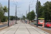 Budowa linii tramwajowej w alei Piłsudskiego, między placem Inwalidów Wojennych a ulicami Wyszyńskiego i Leonharda (5 lipca 2023)
