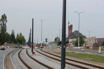 Budowa linii tramwajowej w ulicy Synów Pułku (5 lipca 2023)