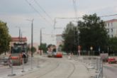 Budowa linii tramwajowej w ulicy Wilczyńskiego, w pobliżu skrzyżowania z ulicą Jeziołowicza (5 lipca 2023)