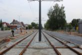 Budowa linii tramwajowej w ulicy Wyszyńskiego, w pobliżu podstacji trakcyjnej (5 lipca 2023)