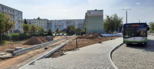 Budowa linii tramwajowej w ulicy Wilczyńskiego - przystanek końcowy Pieczewo (29 lipca 2023)