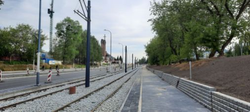 Budowa linii tramwajowej w ulicy Wyszyńskiego, między aleją Piłsudskiego a ulicą Żołnierską (29 lipca 2023)