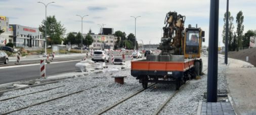 Budowa linii tramwajowej w ulicy Wyszyńskiego, między ulicami Augustowską i Żołnierską a Pstrowskiego i Synów Pułku (29 lipca 2023)