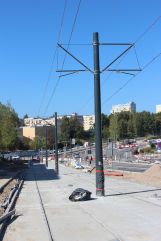 Budowa linii tramwajowej w ulicy Krasickiego, w pobliżu skrzyżowania z ulicą Barcza - przystanek Carrefour (17 września 2023)