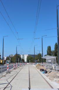 Budowa linii tramwajowej w ulicy Wilczyńskiego - przystanek Gębika (17 września 2023)