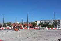 Budowa linii tramwajowej na skrzyżowaniu ulic Krasickiego i Wilczyńskiego (17 września 2023)