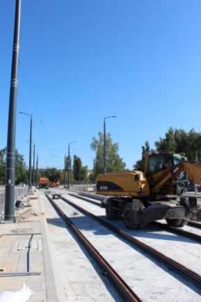Budowa linii tramwajowej w ulicy Wilczyńskiego - przystanek Wilczyńskiego (17 września 2023)