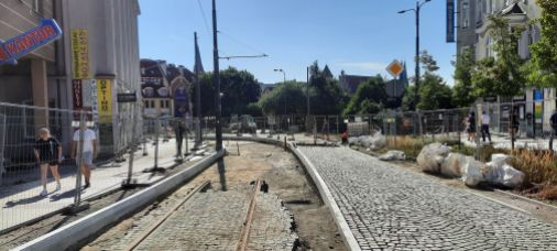 Budowa linii tramwajowej w ulicy 11 Listopada (12 sierpnia 2023)