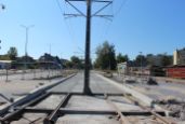 Budowa linii tramwajowej w ulicy Wyszyńskiego, w pobliżu podstacji trakcyjnej (17 września 2023)
