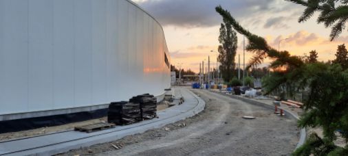 Budowa nowych hal zajezdni tramwajowej MPK Olsztyn (13 sierpnia 2023)