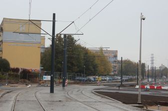 Budowa linii tramwajowej w ulicy Krasickiego, na skrzyżowaniu z ulicą Wańkowicza (22 października 2023) (22 października 2023)