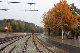 Budowa linii tramwajowej w ulicy Krasickiego, w pobliżu przystanku Carrefour (22 października 2023)