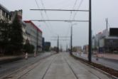Budowa linii tramwajowej w alei Piłsudskiego, na wysokości hali Urania (22 października 2023)