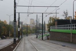 Budowa linii tramwajowej w ulicy Synów Pułku (22 października 2023)