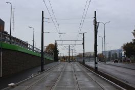 Budowa linii tramwajowej w ulicy Synów Pułku (22 października 2023)