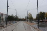 Budowa linii tramwajowej w ulicy Wilczyńskiego - przystanek Krasickiego (22 października 2023)