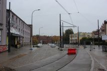 Budowa linii tramwajowej na placu Jedności Słowiańskiej (22 października 2023)