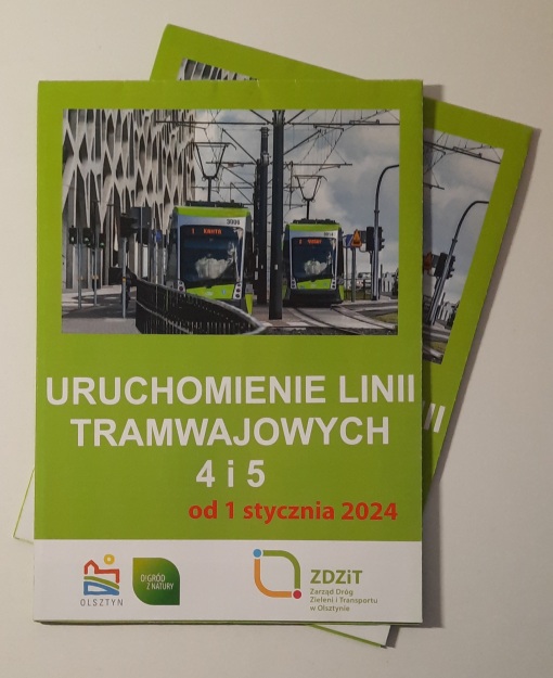 Ulotka dla pasażerów wydana z okazji uruchomienia trasy tramwajowej na Pieczewo i linii 4 i 5